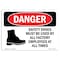 Signmission OSHA Danger, Shoes Must Used By All Employees, 10in X 7in Rigid Plastic, 10" W, 7" H, Landscape OS-DS-P-710-L-1569 - alternate 1
